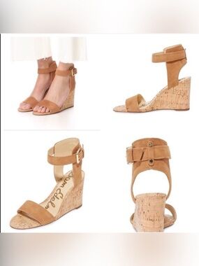 Sam Edelman Tan Suede Cork Wedge Sandals